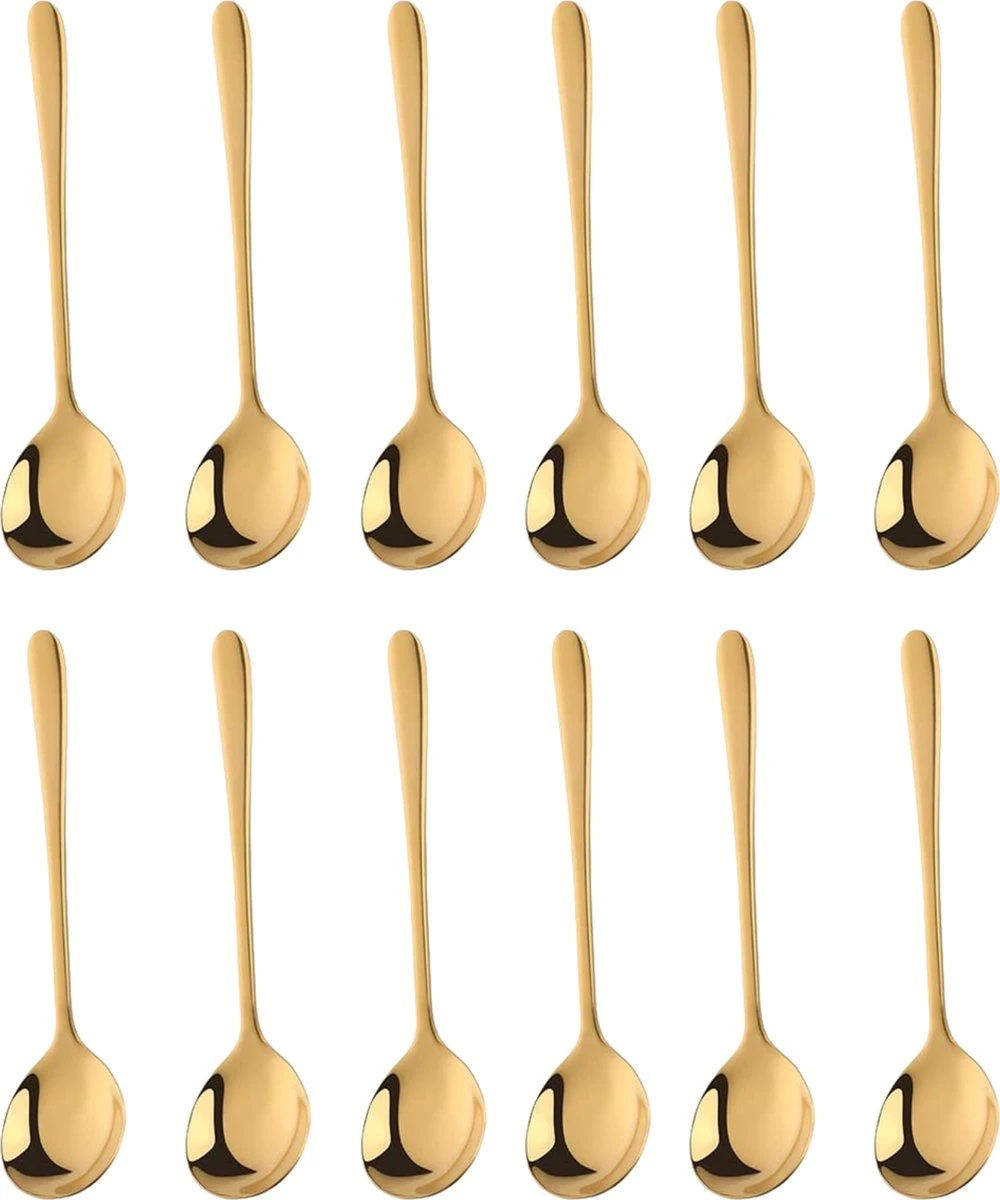 House Of Husk® Koffielepel Set - Theelepel - Koffielepeltjes - Espresso Lepeltjes - RVS - 12cm - 12 Stuks - Goud