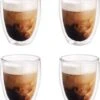 Merkloos 4x Dubbelwandige Koffiekopjes/theeglazen 350 Ml - Koken En Tafelen - Barista - Koffiekoppen/koffiemokken - Dubbelwandige Glazen