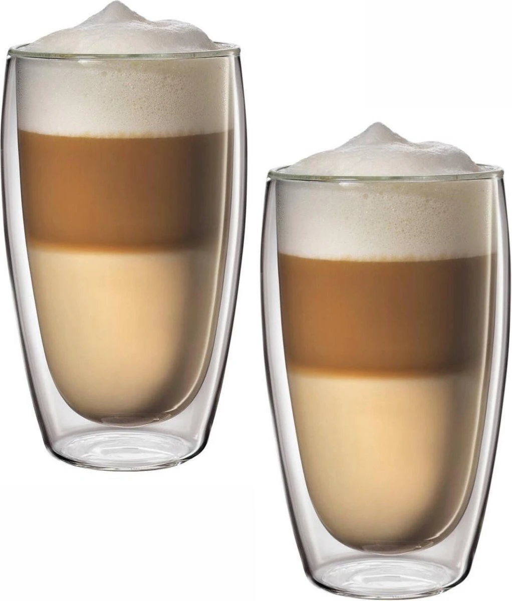 Glazen Dubbelwandig Cappuccino/Latte Machiato 350ml - Set Van 2 Stuks 3 Glazen Dubbelwandig Cappuccino/Latte Machiato 350ml - Set Van 2 Stuks