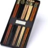 Merkloos Chopsticks - 5 Paar - Beukenhout - Sushi Giftset