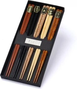 Merkloos Chopsticks - 5 Paar - Beukenhout - Sushi Giftset