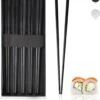 Dymund® Chopsticks - 5 Persoons Eetstokjes Set - Herbruikbaar - RVS - Zwart -Beste Bestek Winkel 1056x1200