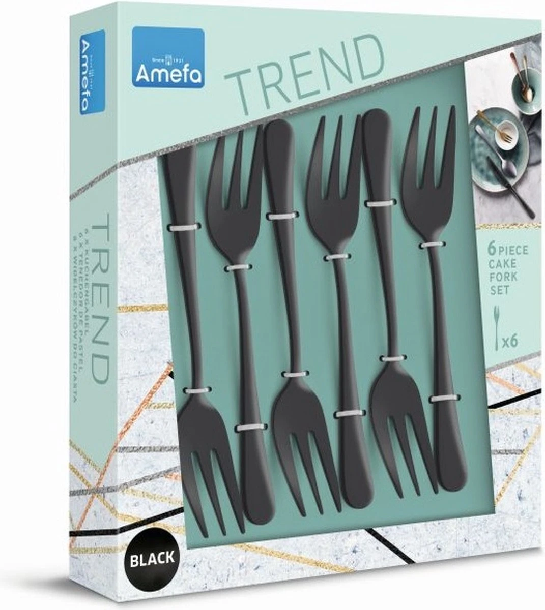 Amefa Taartvorkjes - 6 Stuks - Zwart 5 Amefa Taartvorkjes - 6 Stuks - Zwart - Afbeelding 3