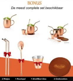 Luxe Moscow Mule Beker Set – Cocktail Set - Inclusief 2 Heerlijke Mule Recepten - Luxe Cadeau Man Vrouw - 500ml – Qwality -Beste Bestek Winkel 1079x1200