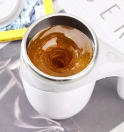 Zelfroerende Mok - Self Stirring Mug - Met Deksel - Thermosbeker