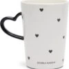 Riviera Maison Mok, Drinkmok, Theemok Met Hartjes Oor - RM Love Mug - Wit - Porselein - 300 ML - 1 Stuk