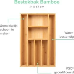 Coninx Bestekbak Bamboe 31CM Breed - Besteklade - Opbergbak - Duurzaam - Voor Laden Vanaf 47cm Diep -Beste Bestek Winkel 1185x1200 3