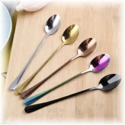 Fako Bijoux® - 6 Lange Lepels - Latte Macchiato - Longdrink - Cocktail - Dessert - IJs - Koffie - Zilver - 6 Stuks - Bewaarzakje -Beste Bestek Winkel 1196x1200