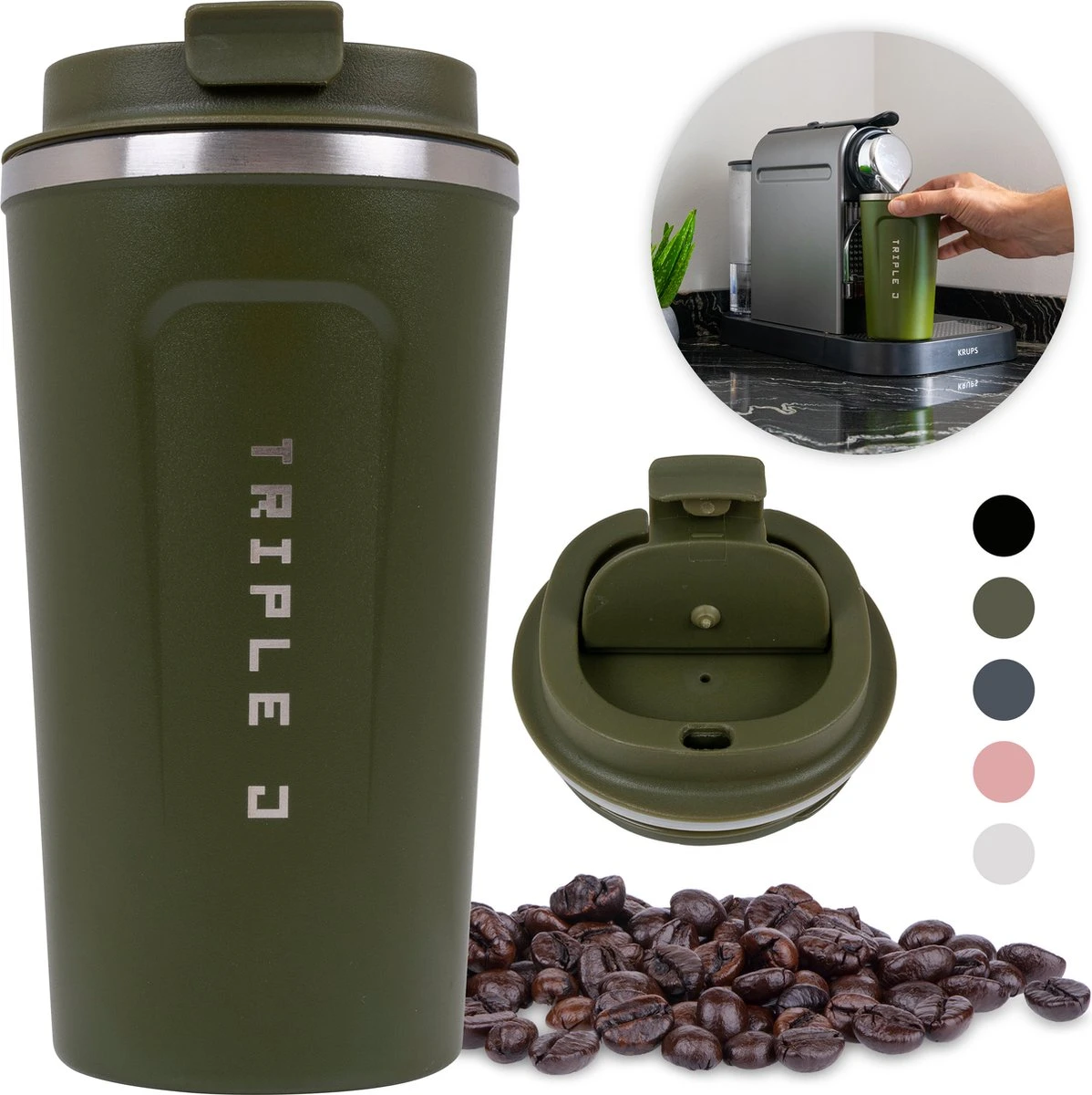 Triple J® Koffiebeker To Go - Thermosbeker - BPA & Lekvrij - 510ml - Groen 3 Triple J® Koffiebeker To Go - Thermosbeker - BPA & Lekvrij - 510ml - Groen