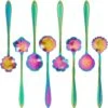 Fako Bijoux® - Bloemen Lepels Set - Theelepel / Koffielepel - 12cm - Regenboog - 8 Stuks -Beste Bestek Winkel 1199x1200