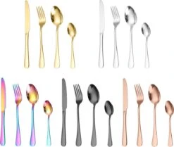 Merkloos Melili Bestekset-Bestek Set 24-delig-6 Persoons Bestekset-tafelmes-tafelvork-soeplepel-dessertlepel-roestvrijstalen Bestekset-multi Kleur -Beste Bestek Winkel 1200x1014