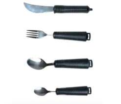 Merkloos Aangepast Dik Bestek 4-delige Set, Bestekset. Verdikt Handvat Met Soft Grip. Buigzaam / Buigbaar. Zwart -Beste Bestek Winkel 1200x1036 1