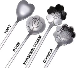 Fako Bijoux® - 8 Lange Lepels Bloem Motief - Latte Macchiato - Longdrink - Cocktail - Dessert - IJs - Koffie - Zilver - 8 Stuks - Bewaarzakje -Beste Bestek Winkel 1200x1063