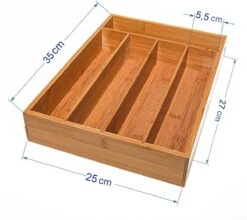 Merkloos Bamboehouten Bestekbak - 5 Compartimenten - 25 X 35 X 6 Cm. - Organizer - 5 Vaks -Beste Bestek Winkel 1200x1068 2