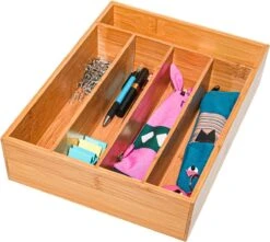 Merkloos Bamboehouten Bestekbak - 5 Compartimenten - 25 X 35 X 6 Cm. - Organizer - 5 Vaks -Beste Bestek Winkel 1200x1074 1
