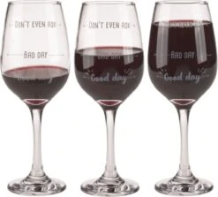 Out Of The Blue Grappig Wijnglas Met Tekst - Wijncadeau Voor Vrouwen - Cadeau Sinterklaas Kerst Verjaardag - Wijnglas Met Wijnhumor En Print: Good Day, Bad Day, Don’t Even Ask