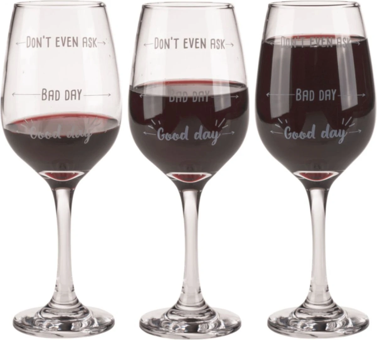 Out Of The Blue Grappig Wijnglas Met Tekst - Wijncadeau Voor Vrouwen - Cadeau Sinterklaas Kerst Verjaardag - Wijnglas Met Wijnhumor En Print: Good Day, Bad Day, Don’t Even Ask 3 Out Of The Blue Grappig Wijnglas Met Tekst - Wijncadeau Voor Vrouwen - Cadeau Sinterklaas Kerst Verjaardag - Wijnglas Met Wijnhumor En Print: Good Day, Bad Day, Don’t Even Ask