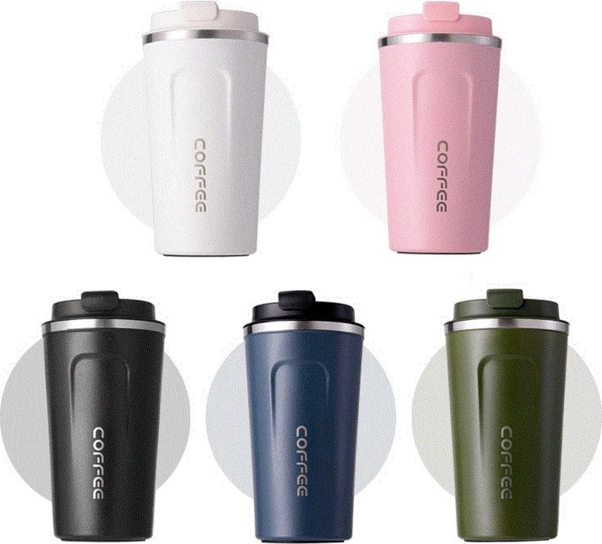 Koffiebeker To Go - RVS Thermosbeker - Drinkfles - Herbruikbare Koffiebeker - 500 Ml - Wit