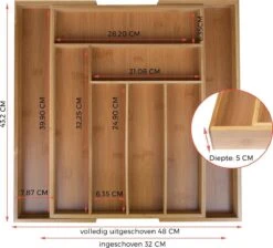 KitchenBrothers Bestekbak - Verstelbare Besteklade - 30 Tot 44.5cm - Bamboehout -Beste Bestek Winkel 1200x1086 1