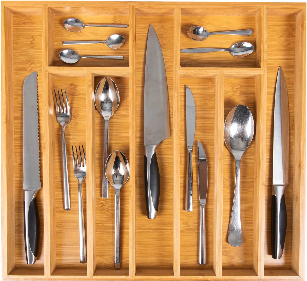 Grote Bestekbak Bamboe 51x47cm | Besteklade Van Coninx | Bestekhouder | Opbergbak | Duurzaam | Voor Laden Van 47cm Diep 6 Grote Bestekbak Bamboe 51x47cm | Besteklade Van Coninx | Bestekhouder | Opbergbak | Duurzaam | Voor Laden Van 47cm Diep - Afbeelding 4