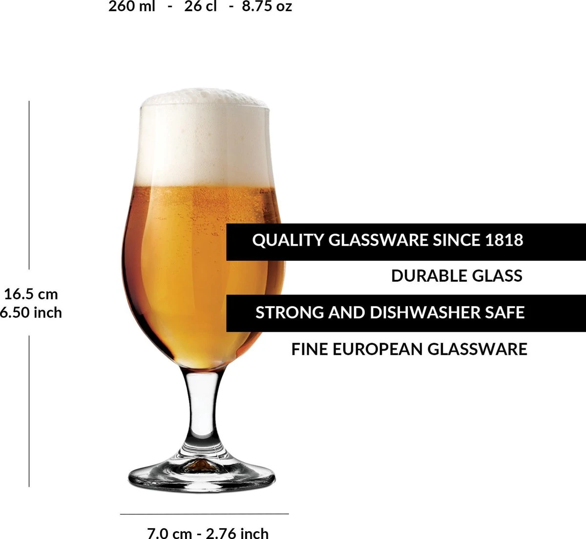 Libbey Munique Bierglas - 260 Ml / 26 Cl - Set Van 6 - Op Voet - Functioneel Design - Hoge Kwaliteit 4 Libbey Munique Bierglas - 260 Ml / 26 Cl - Set Van 6 - Op Voet - Functioneel Design - Hoge Kwaliteit - Afbeelding 2