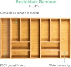 Grote Bestekbak Bamboe 81x47CM - Coninx Besteklade - Opbergbak - Duurzaam - Bamboe - Voor Laden Vanaf 47cm Diep -Beste Bestek Winkel 1200x1140