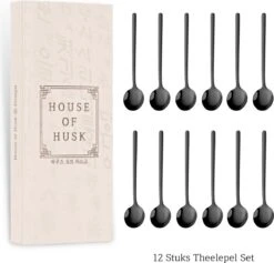 House Of Husk® Theelepels Set - Theelepeltjes - Koffielepels - Koffielepeltjes - RVS - 13cm - 12 Stuks - Zwart -Beste Bestek Winkel 1200x1150
