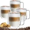 Dubbelwandige Koffieglazen Met Oor - Cappuccino Glazen - Dubbelwandige Theeglazen - 300 ML - 4 Stuks