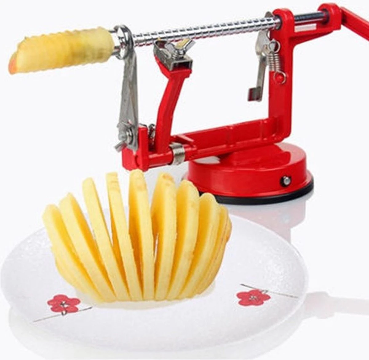 3-In-1 Appelmachine Rood - Appelboor, Appelschiller En Appelsnijder - Fruitsnijder - Groentesnijder - Klokhuis Verwijderaar - Fruitmachine - Keukenapparaat 3 3-In-1 Appelmachine Rood - Appelboor, Appelschiller En Appelsnijder - Fruitsnijder - Groentesnijder - Klokhuis Verwijderaar - Fruitmachine - Keukenapparaat
