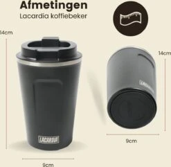 LaCardia Koffiebeker To Go Premium Zwart – Thermosbeker – Theebeker – 380ML – Herbruikbaar -Beste Bestek Winkel 1200x1171 7