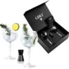 GDLF® Gin Tonic Glazen Set In Een Luxe Geschenkdoos - Incl. Zwarte RVS Maatbeker 30/15ML - Hoogwaardig Loodvrij Kristal - Made In Europe - Cocktail Glazen - 600ML - Cocktail Set - Gin Tonic Geschenkset - Cadeau Voor Man/Vrouw