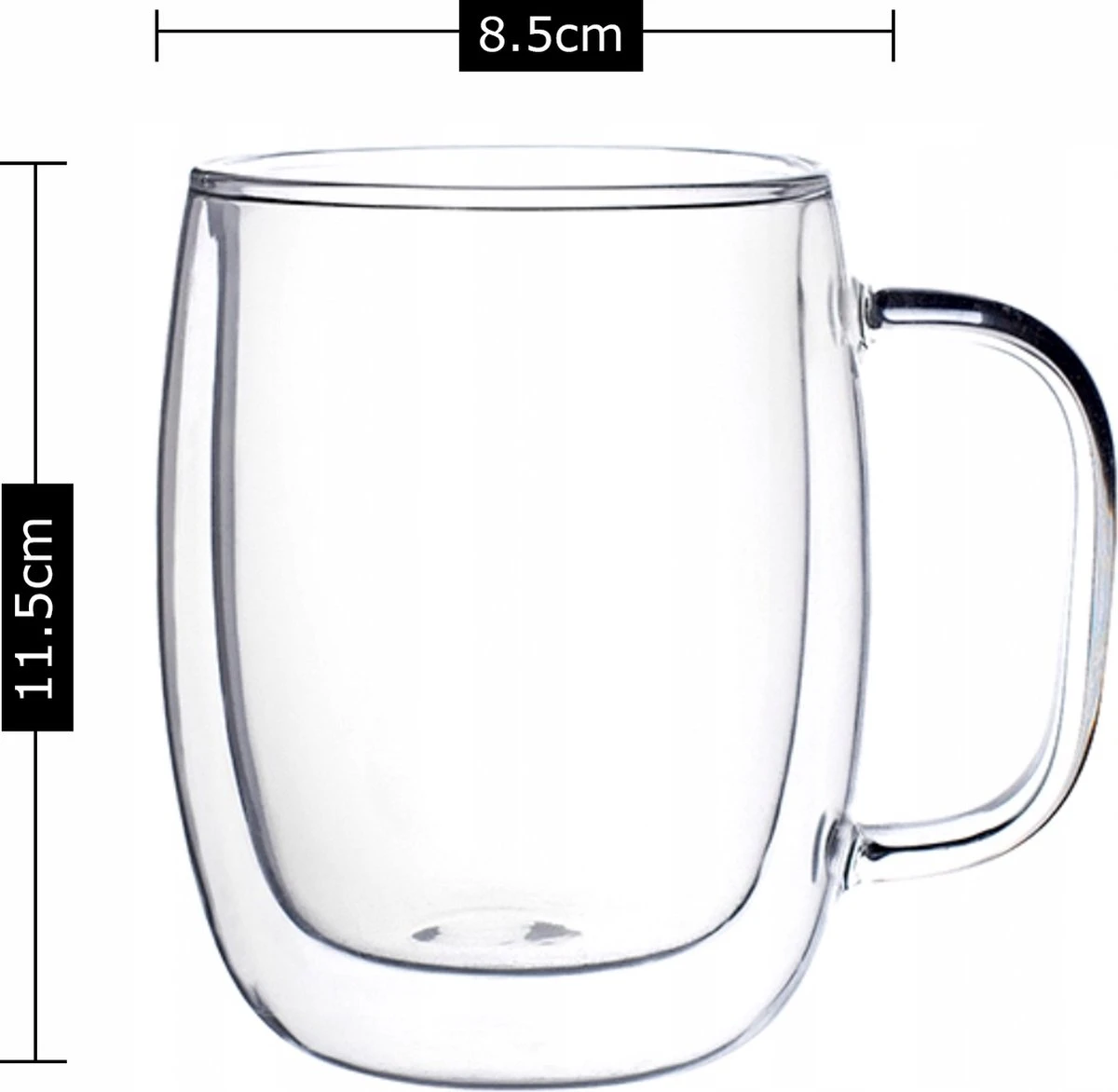 Luxe Latte Macchiato Glazen Met Oor - Dubbelwandige Koffieglazen - Cappuccino Glazen - 400 ML - 2x 6 Luxe Latte Macchiato Glazen Met Oor - Dubbelwandige Koffieglazen - Cappuccino Glazen - 400 ML - 2x - Afbeelding 4