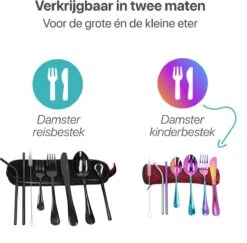 Damster Reisbestek - Verbeterde Versie - Meeneem Bestek Rvs - Reis Bestekset To Go - Incl. Herbruikbare Rietjes - Eenpersoons - Achtdelig - Roodgoud -Beste Bestek Winkel 1200x1179