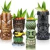 Tiki-mokken Glazen Tiki-mok Voor Cocktails, Set Van 4 Grote Keramische Tropische Bekers, Hawaïaanse Tiki-feestjes, Creatieve Cocktailglazen Voor Drankjes, Drinkgerei Voor Bar, Hoogwaardig Tropisch Exotisch Leuk Bargerei, 4 Stuks, Als Cadeau -Beste Bestek Winkel 1200x1186 2