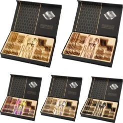 Merkloos Melili Bestekset-Bestek Set 24-delig-6 Persoons Bestekset-tafelmes-tafelvork-soeplepel-dessertlepel-roestvrijstalen Bestekset-multi Kleur -Beste Bestek Winkel 1200x1195 6