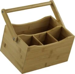 Merkloos Keuken Caddy - Bamboe - Bestekbak - Duurzaam - Hoge Kwaliteit - Bestekcassette - Keukenhulp - Keukenkastorganizer