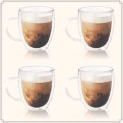 OTIX Dubbelwandige Koffieglazen - Koffiekopjes - 180 Ml - Set Van 4 - Transparant - Latte Macchiato Glazen -Beste Bestek Winkel 1200x1200 1016