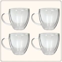 OTIX Dubbelwandige Koffieglazen - Koffiekopjes - 180 Ml - Set Van 4 - Transparant - Latte Macchiato Glazen -Beste Bestek Winkel 1200x1200 1017