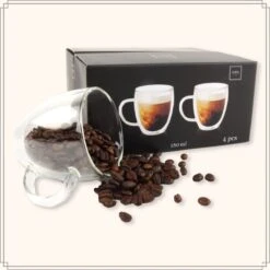 OTIX Dubbelwandige Koffieglazen - Koffiekopjes - 180 Ml - Set Van 4 - Transparant - Latte Macchiato Glazen -Beste Bestek Winkel 1200x1200 1021