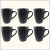 OTIX Koffiekopjes - Met Oor - Set Van 6 - Mat - Zwart - 340ml