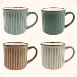 OTIX Koffiekopjes - Met Oor - Set Van 4 - Aardewerk - 250 Ml