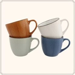 OTIX Koffiekopjes - Met Oor - Set Van 4 - Verschillende Kleuren - Aardewerk - 250 Ml -Beste Bestek Winkel 1200x1200 1054