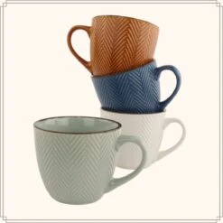 OTIX Koffiekopjes - Met Oor - Set Van 4 - Verschillende Kleuren - Aardewerk - 250 Ml -Beste Bestek Winkel 1200x1200 1059