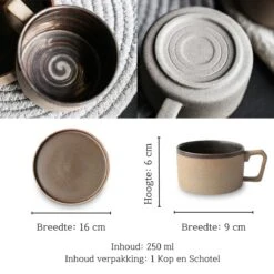 House Of Husk® Keramieke Kop En Schotel Set - Koffiekopjes - Theemokken - Koffiemokken - 250 Ml - Bruin Aardewerk -Beste Bestek Winkel 1200x1200 1102