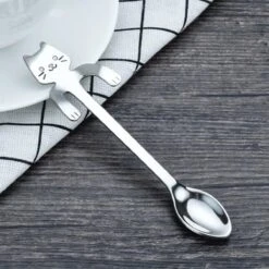 Merkloos 4 Theelepels Hangende Kat - Katten Koffielepel - RVS - Zilverkleurig -Beste Bestek Winkel 1200x1200 111