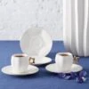 Karaca -Star- Set Van 6 Koffiekopset 80 Ml- Koffiekopjes Voor 6 Personen-Turkse Koffie-Moccakop-espressokop-12-delig, Witgoud, 6 Espressokopjes En 6 Schoteltjes, Mokkakopjes, Porselein, Koffieservies -Beste Bestek Winkel 1200x1200 1112