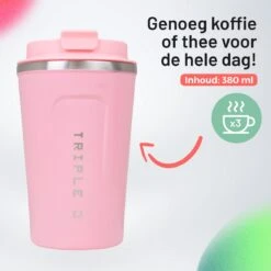 Triple J® Koffiebeker To Go - Thermosbeker - BPA & Lekvrij - 380ml - Roze -Beste Bestek Winkel 1200x1200 1142