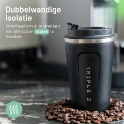 Triple J® Koffiebeker To Go - Thermosbeker - BPA & Lekvrij - 380ml - Zwart -Beste Bestek Winkel 1200x1200 1160