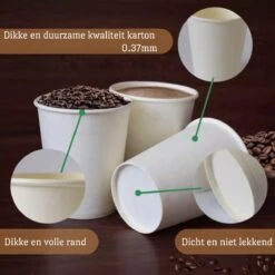 Drinkbeker Wit - Koffiebeker - Kartonnen Beker - 265ml - 100 Stuks - Wegwerpbeker - Papieren Beker - To-Go -Beste Bestek Winkel 1200x1200 1186