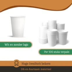 Drinkbeker Wit - Koffiebeker - Kartonnen Beker - 265ml - 100 Stuks - Wegwerpbeker - Papieren Beker - To-Go -Beste Bestek Winkel 1200x1200 1187